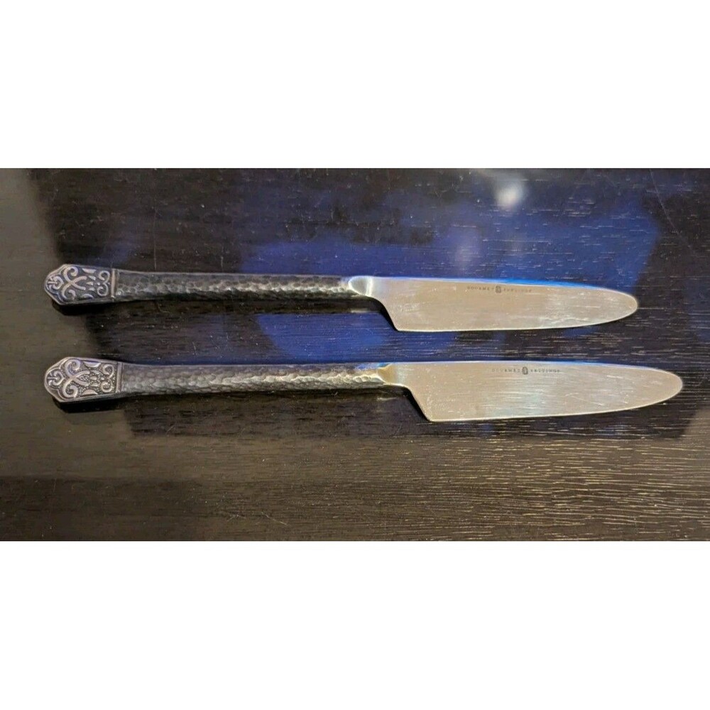 Gourmet Settings Avalon Flatware Hammered Silverware 2 piece knife set